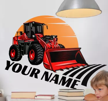Wandtattoo Traktor mit Namen Sonnenuntergang - TenStickers