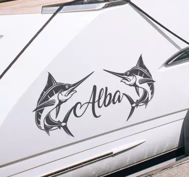 Wandtattoo Maritim Schwertfische mit Namen - TenStickers