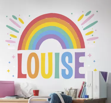 Sonniger Regenbogen mit Namen Wandtattoo Kinderzimmer - TenStickers
