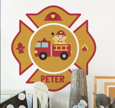 Personalisiertes kinder feuerwehr wandtattoo - TenStickers