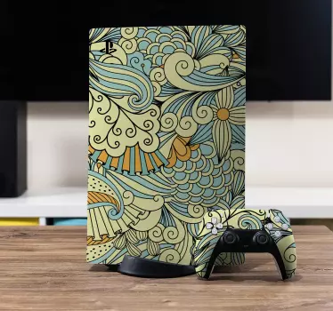 Ps4 aufkleber mit verspielten naturmustern - TenStickers