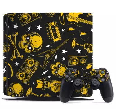 Ps4 aufkleber totenköpfe und gitarren - TenStickers