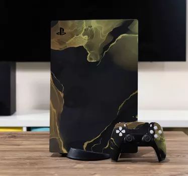 Schwarz-Goldener Marmor PS5 Skin - TenStickers
