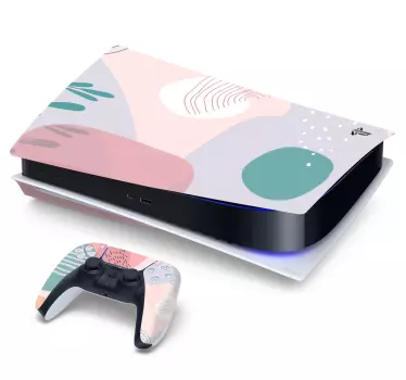 Ps5 skin mit abstrakten farbmotiven - TenStickers