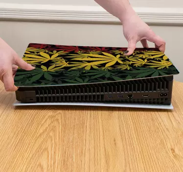Ps5 skin mit blattdesign folie - TenStickers