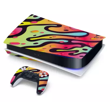 Ps5 skin mit lebendigen abstrakten motiven - TenStickers