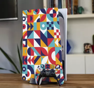 Ps5 skin mit lebendigen geometrischen mustern - TenStickers