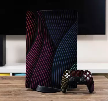 Ps5 skin mit lebhaften geschwungenen linien - TenStickers