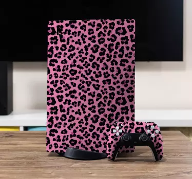 PS5 Aufkleber rosafarbenes Leopardenmuster - TenStickers