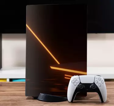 PS5 Skin Schwarz mit roten lichtern futuristisch - TenStickers