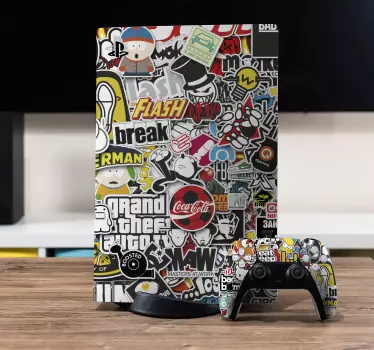 Farbenfrohe Stickerbombe PS5 Skin - TenStickers