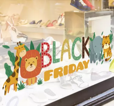 Rabatt aufkleber verspielte tiere black friday - TenStickers