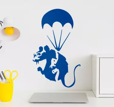 Ratte mit Fallschirm Silhouette Wandaufkleber - TenStickers