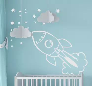 Wandtattoo Kinderzimmer Raketenzeichnung - TenStickers