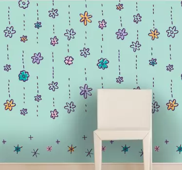 Regnende Blumen Vinylaufkleber - TenStickers
