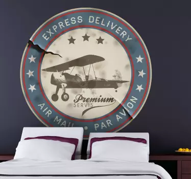 Retro Flugzeug Briefmarke Aufkleber - TenStickers