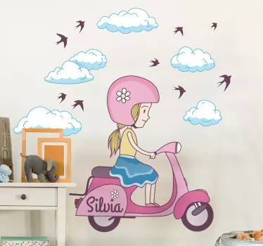 Rollerfahrendes Mädchen Sticker - TenStickers