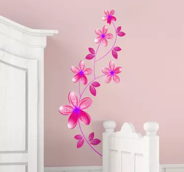 Rosa Blumen Aufkleber - TenStickers