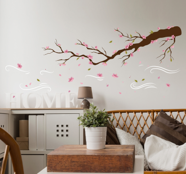 Rosa Blüten Ast im Wind Wandtattoo - TenStickers