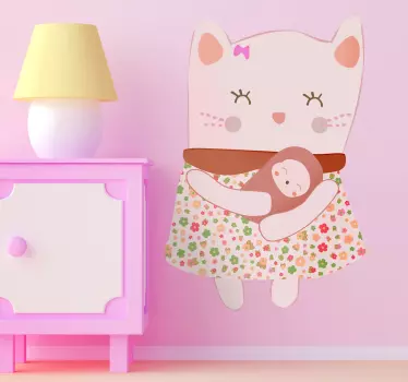 Rosa Katze Aufkleber - TenStickers