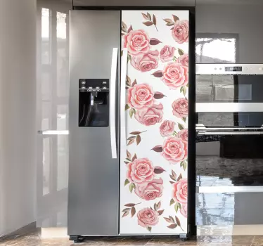 Rosa Blumen Kühlschrankaufkleber - TenStickers