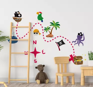 Wandtattoo Kinderzimmer Schatzkarte - TenStickers