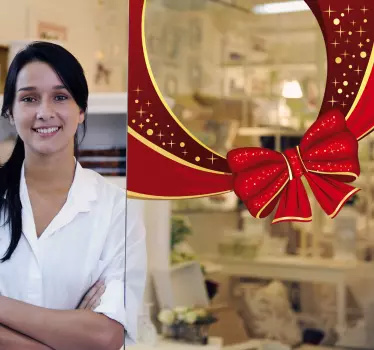 Geschenkschleife Schaufensteraufkleber Weihnachten - TenStickers