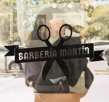 Schaufenster folie barbershop scheren logo - TenStickers