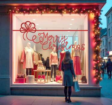 Schaufenster Folie geschenk bogen frohe weihnachten - TenStickers
