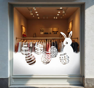 Schaufenster Folie hase und ostereier auf der wiese - TenStickers