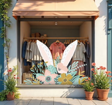 Schaufenster Folie hasenohren und pflanzen - TenStickers