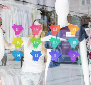 Schaufenster folie mit bunten formetiketten - TenStickers