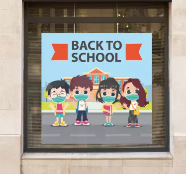 Schaufenster folie mit schulkind-illustration - TenStickers