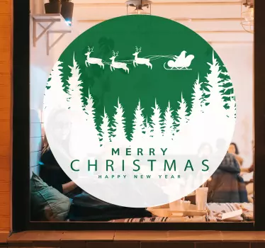 Schaufenster folie weihnachts-rentierschlitten - TenStickers