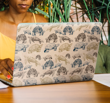 Schildkröten beiger Hintergrund laptop Aufkleber - TenStickers