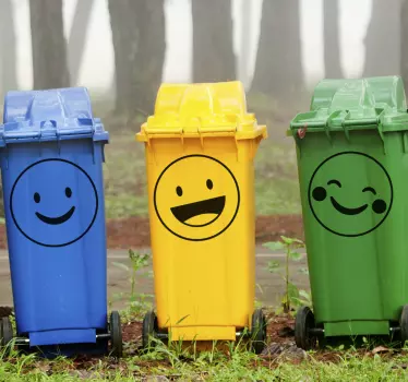 Aufkleber Mülltonne glückliche Smileys - TenStickers