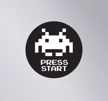Space Invaders Press Start Aufkleber - TenStickers