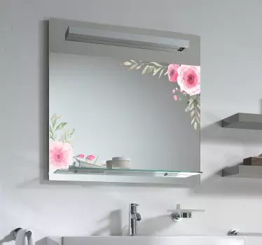 Blumenverzierung Spiegel Aufkleber - TenStickers