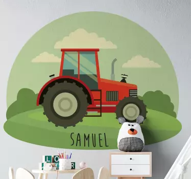 Traktor mit Namen Wandtattoo Kinderzimmer - TenStickers