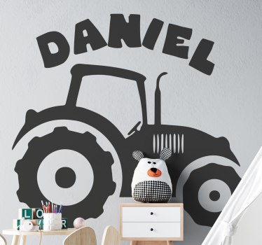 Wandtattoo Traktor Silhouette mit Namen - TenStickers