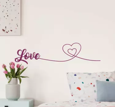 Spruch für Zuhause Liebeslinie mit herzen - TenStickers