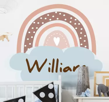 Wandtattoo Kinderzimmer brauner personalisierter Regenbogen - TenStickers