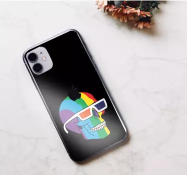Sticker IPhone bunte totenkopfsilhouette - TenStickers