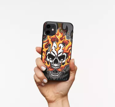 Sticker IPhone flammendes totenkopf-kunstwerk - TenStickers