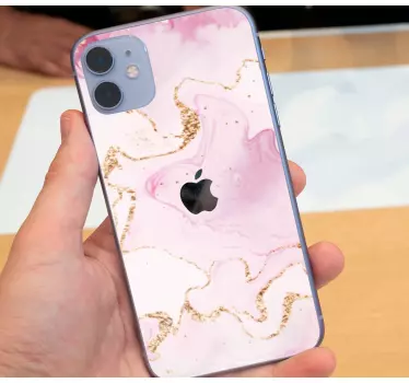 Sticker iphone im pinken marmor-effekt - TenStickers