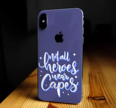 Sticker iphone mit heldenhafter botschaft - TenStickers