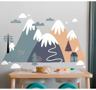 Kinderzimmer gezeichnete Berglandschaft Wandtattoo Berge - TenStickers