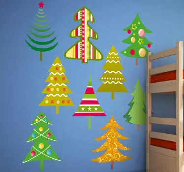 Sticker Set Weihnachtsbäume - TenStickers