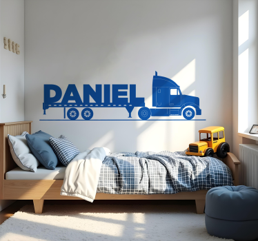 Wandtattoo Kinderzimmer lang-lkw mit namen - TenStickers