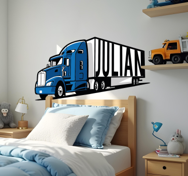Sticker Spielzeug personalisierter blauer lkw - TenStickers